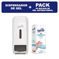 Dispensador Gel Antibacterial Sanitizante Familia + Gel x6un